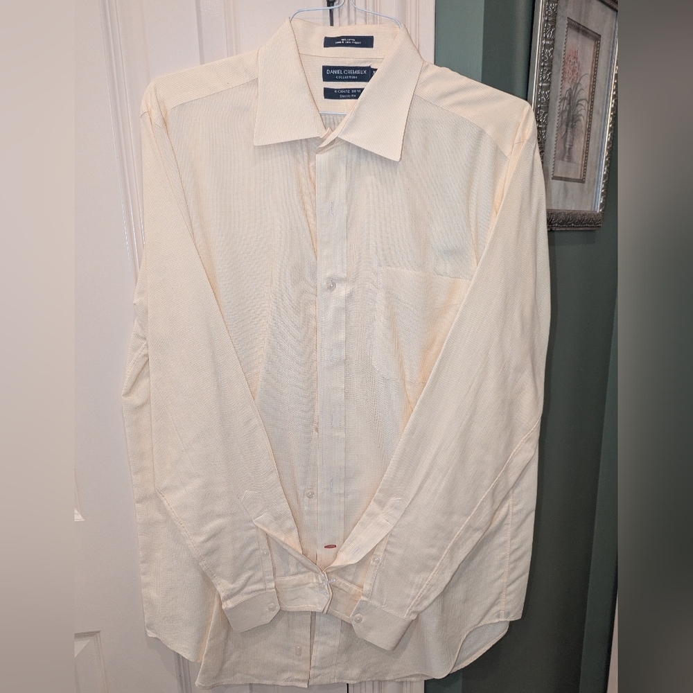 Daniel Cremieux Fine Yellow Pinstriped Dress Shirt 16 And 1/2/34